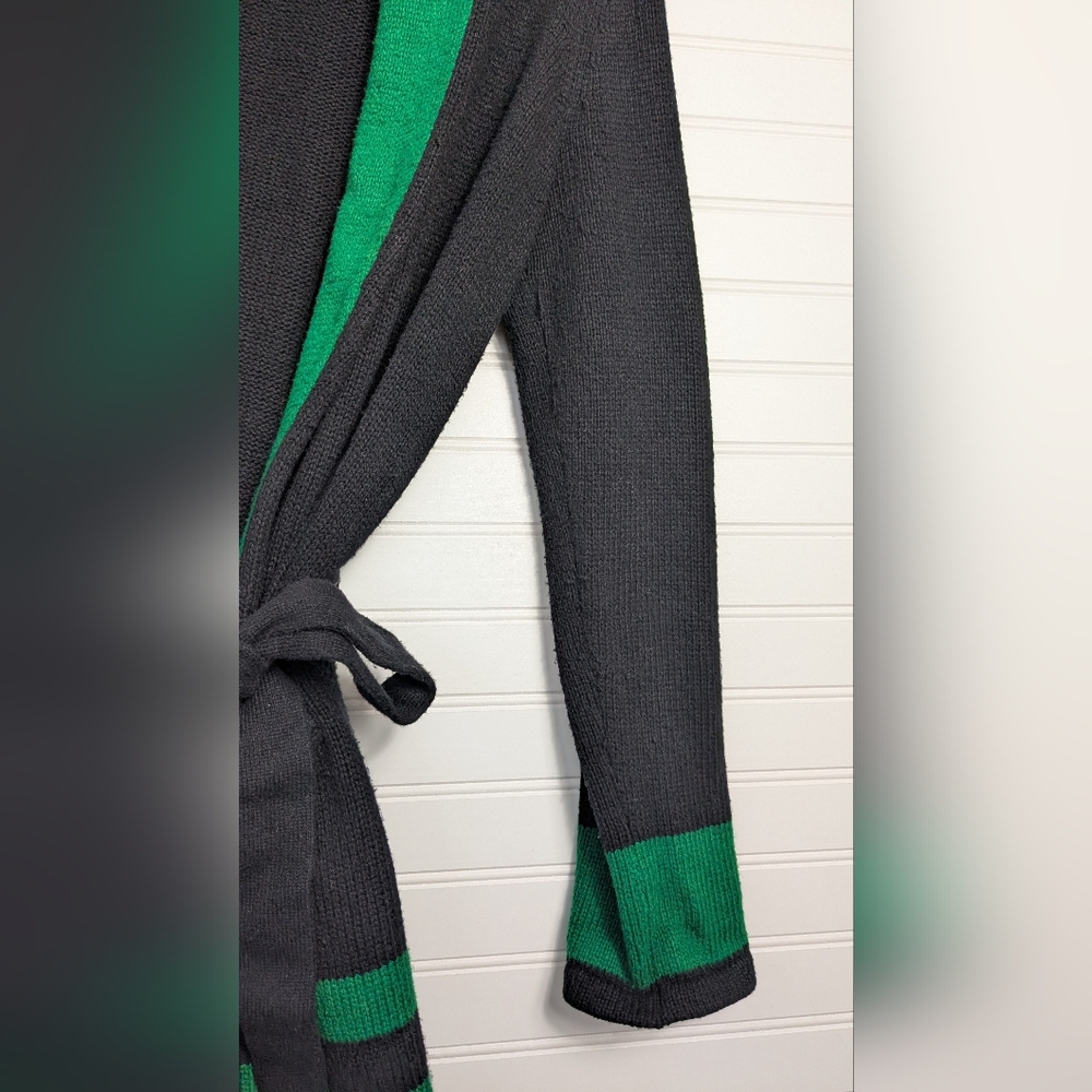Lauren Ralph Lauren Navy and Green Belted Shawl Cardigan M - Picture 5 of 11
